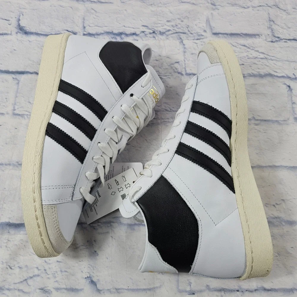 Adidas Abdul-Jabbar High Sneakers Mens 9 White Black Gold Retro Basketball Shoes